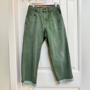 Vintage ‘90s 100% Cotton Upcycled Green Levi’s 560 Comfort Fit Jeans. 30” by 24”